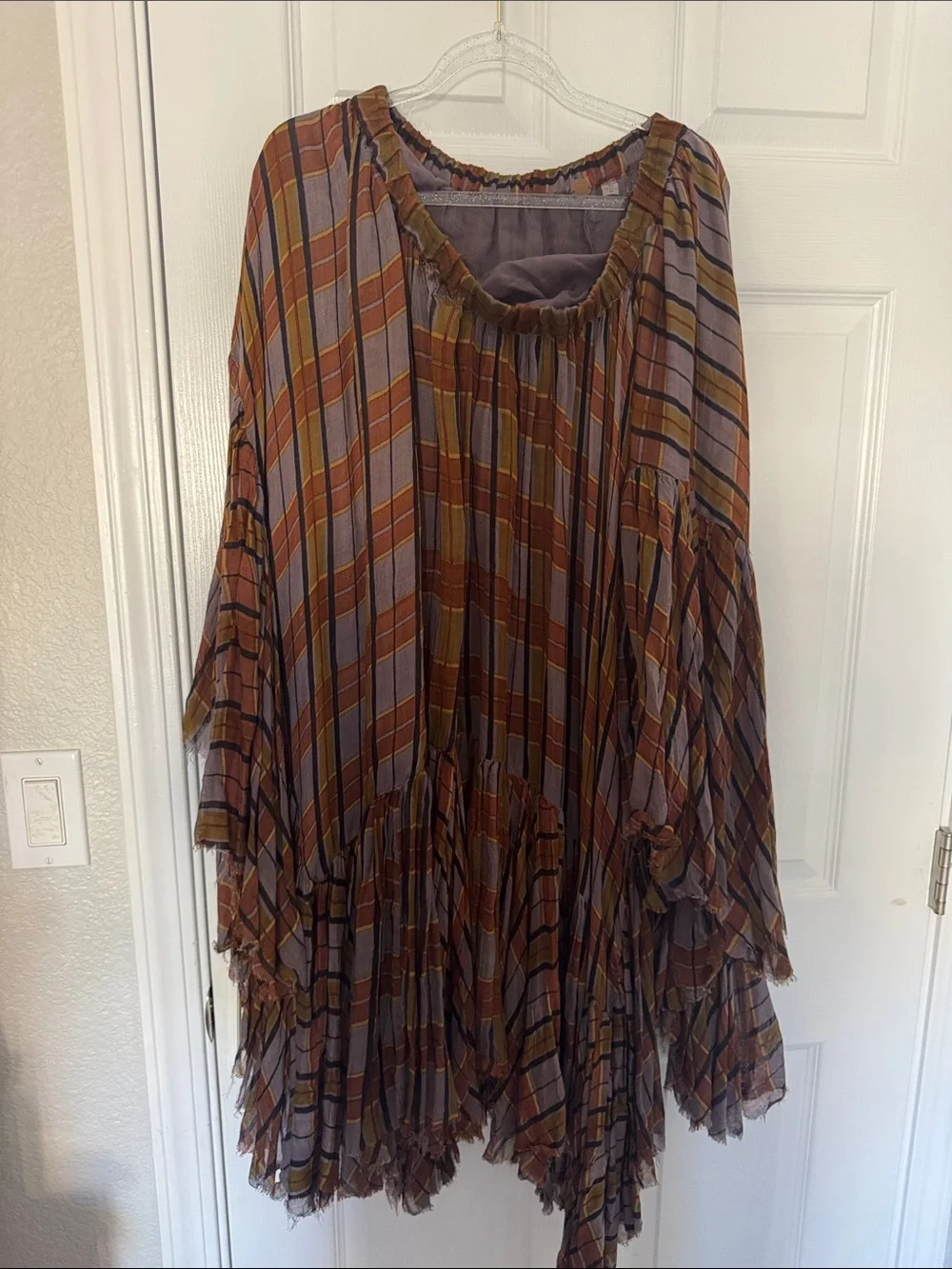 Free people Boho Plaid Tiered Tunic Dress